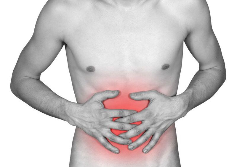 a person's abdominal pain may be a symptom of the presence of parasites